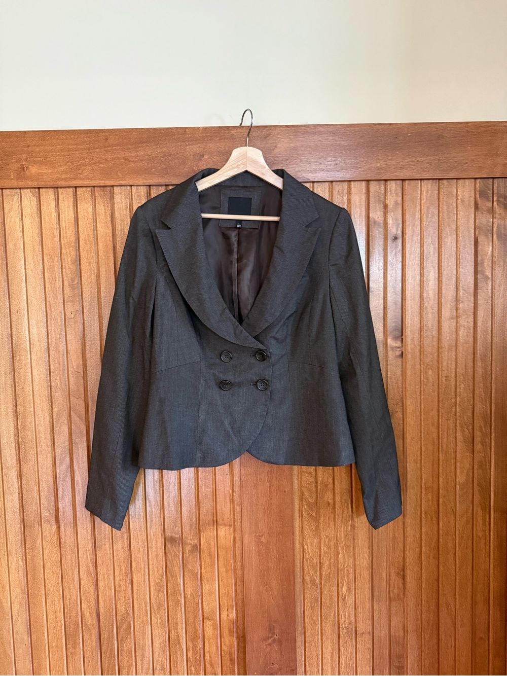 The Limited Brown Cropped Double-Breasted Blazer